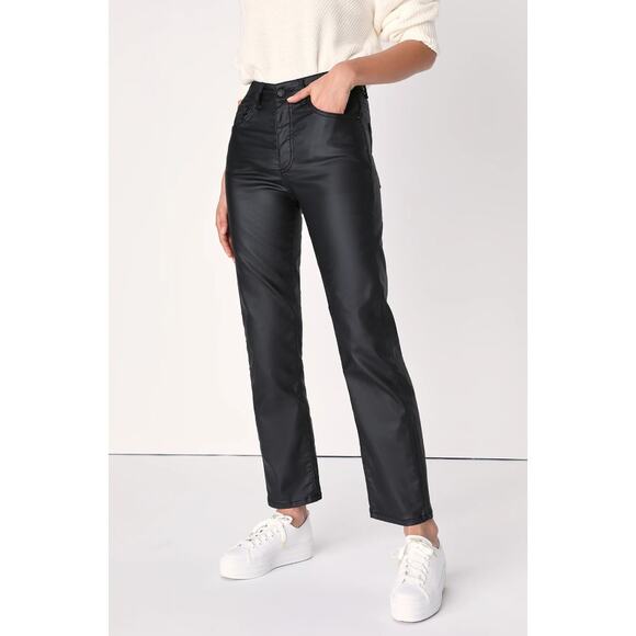 We The Free Pacifica Jeans Women's 26‎ Black Coated High Rise Straight Leg NWT - Picture 1 of 16